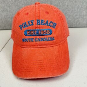 Folly Beach SC South Carolina Hat Cap Youth Size Strapback Adjustable Orange